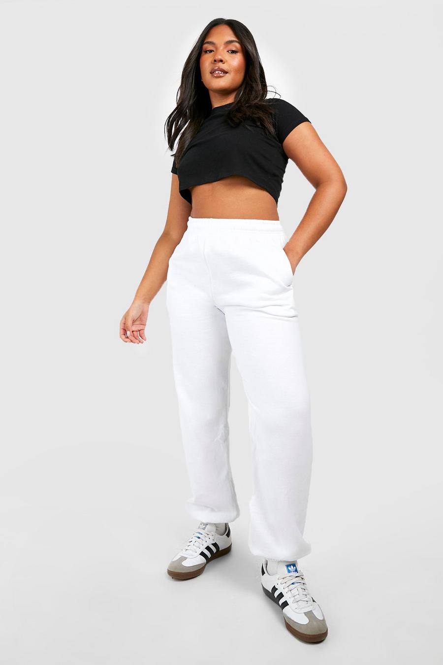Pantalón deportivo Plus básico oversize reciclado, White bianco