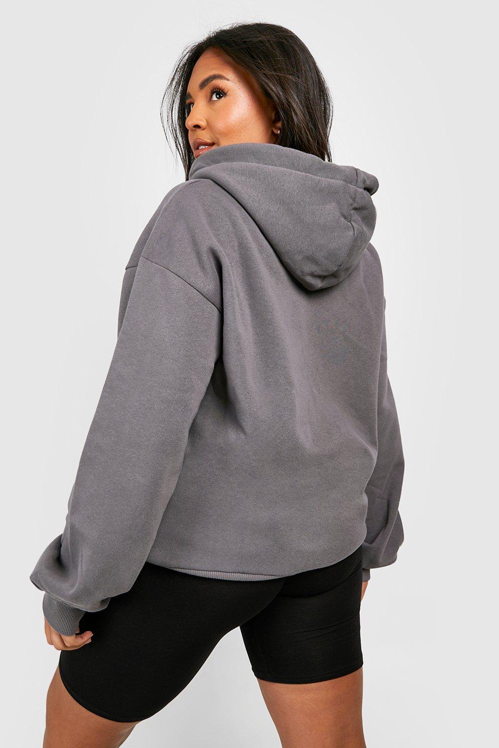 Recycled Plus Embroidered Woman Script Hoodie boohoo