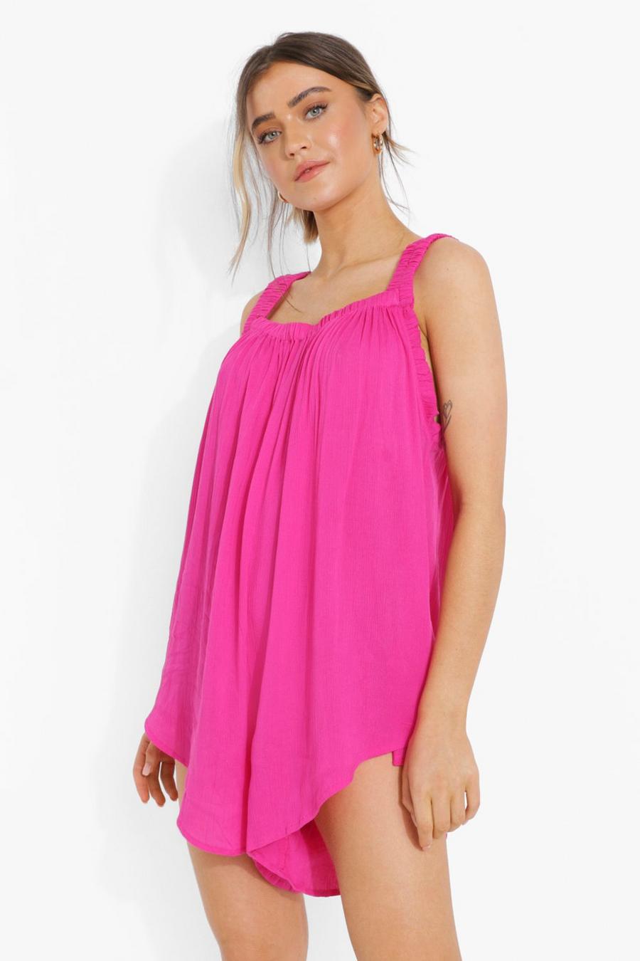 Pink Cheesecloth Oversized Romper image number 1