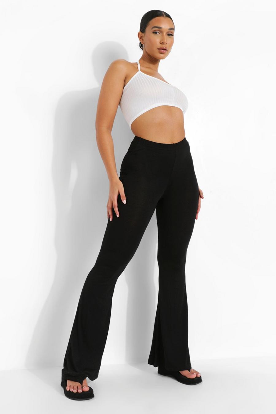 Black Ruched Bum Jersey Knit Flares image number 1