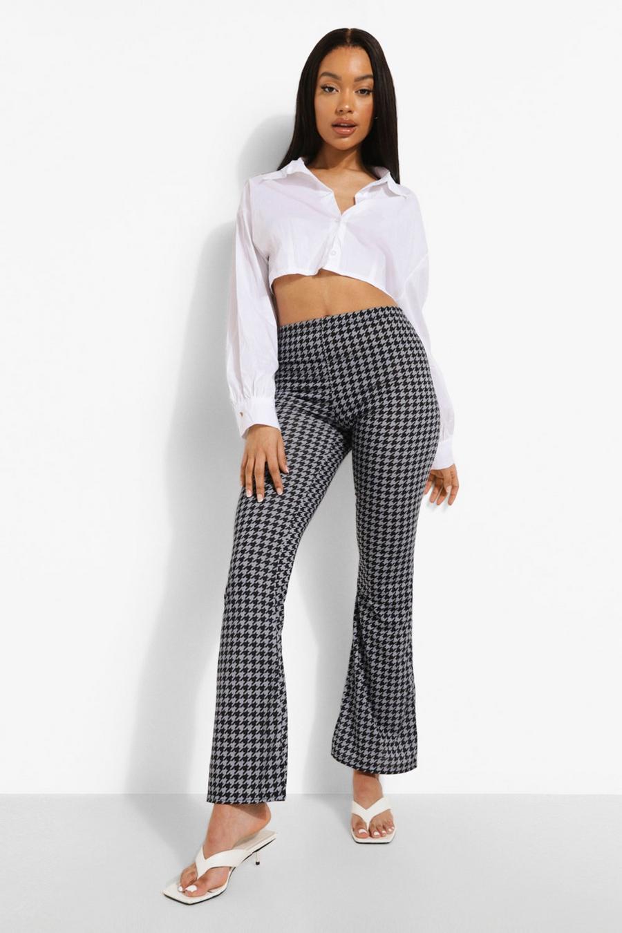 Black Dogtooth Flare Pants image number 1