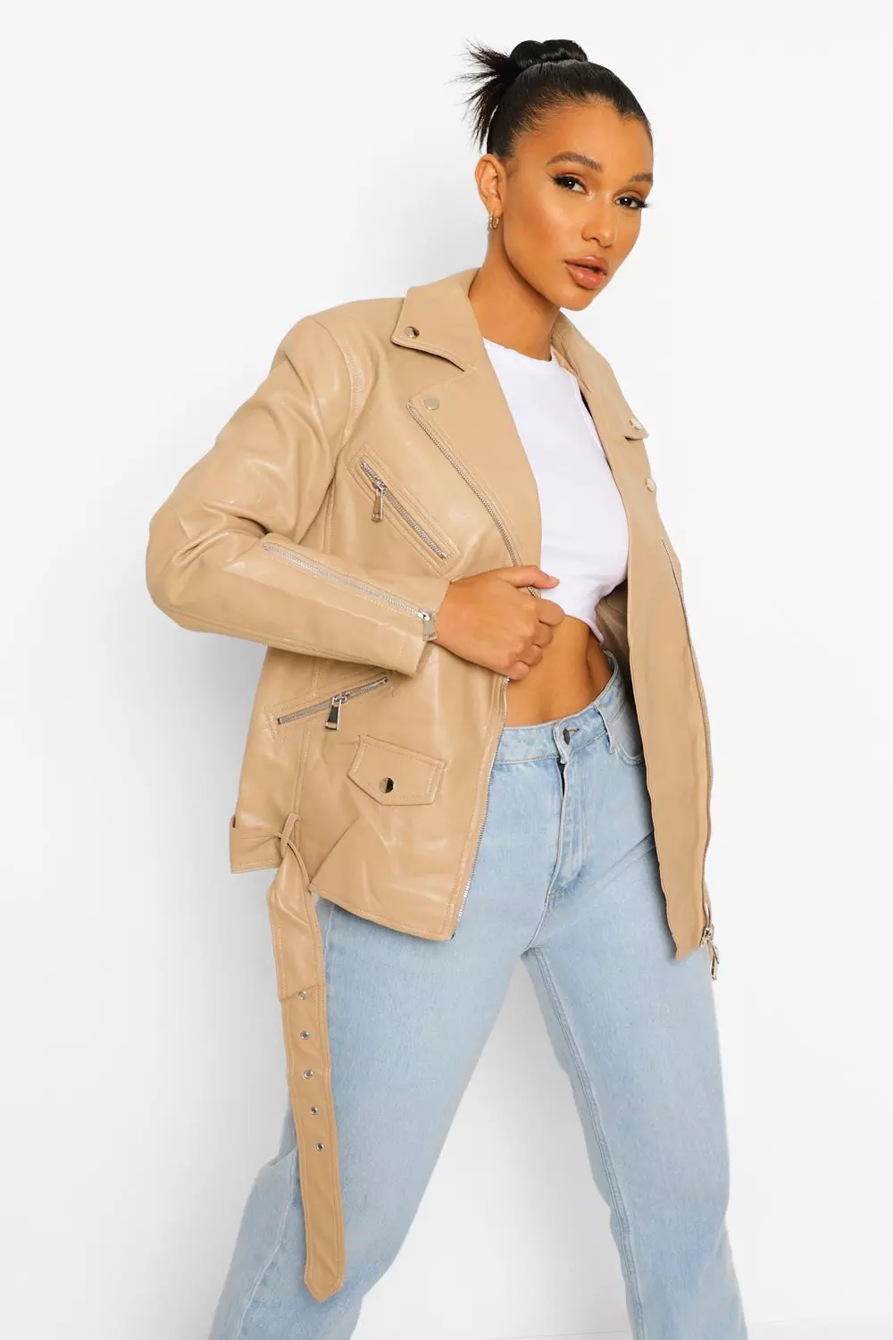 Nude suede biker on sale jacket