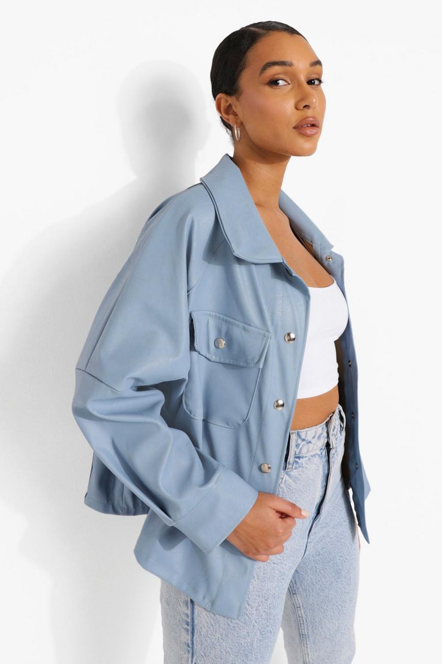Sky Faux Leather Shacket image number 1