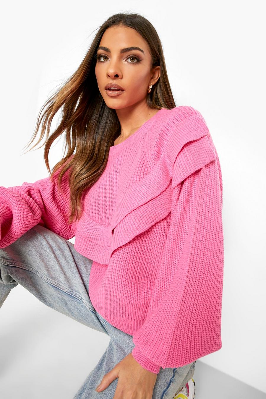 Bright pink Ruffle Detail Jumper image number 1