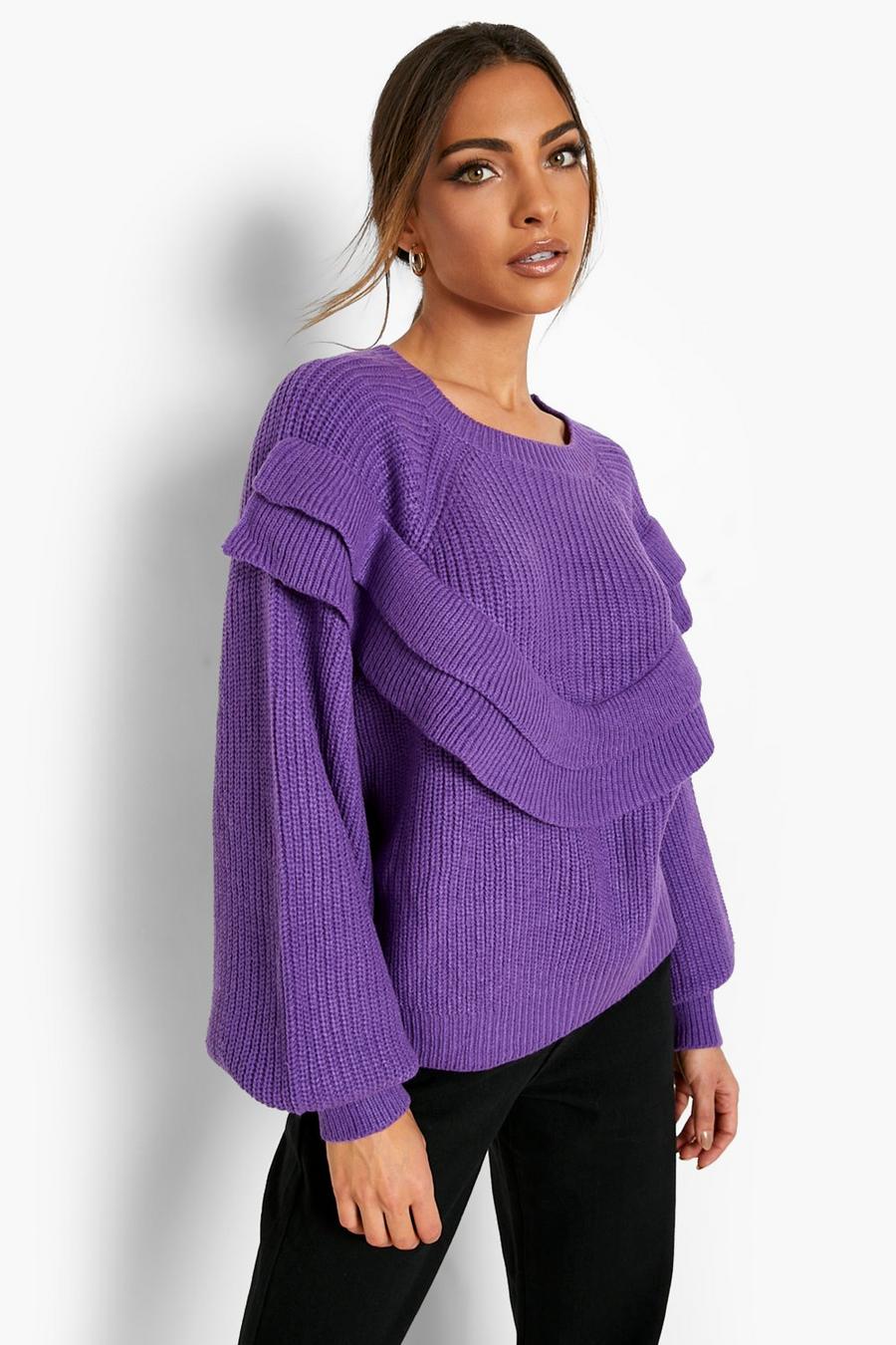 Electric purple Ruffle Detail Jumper image number 1