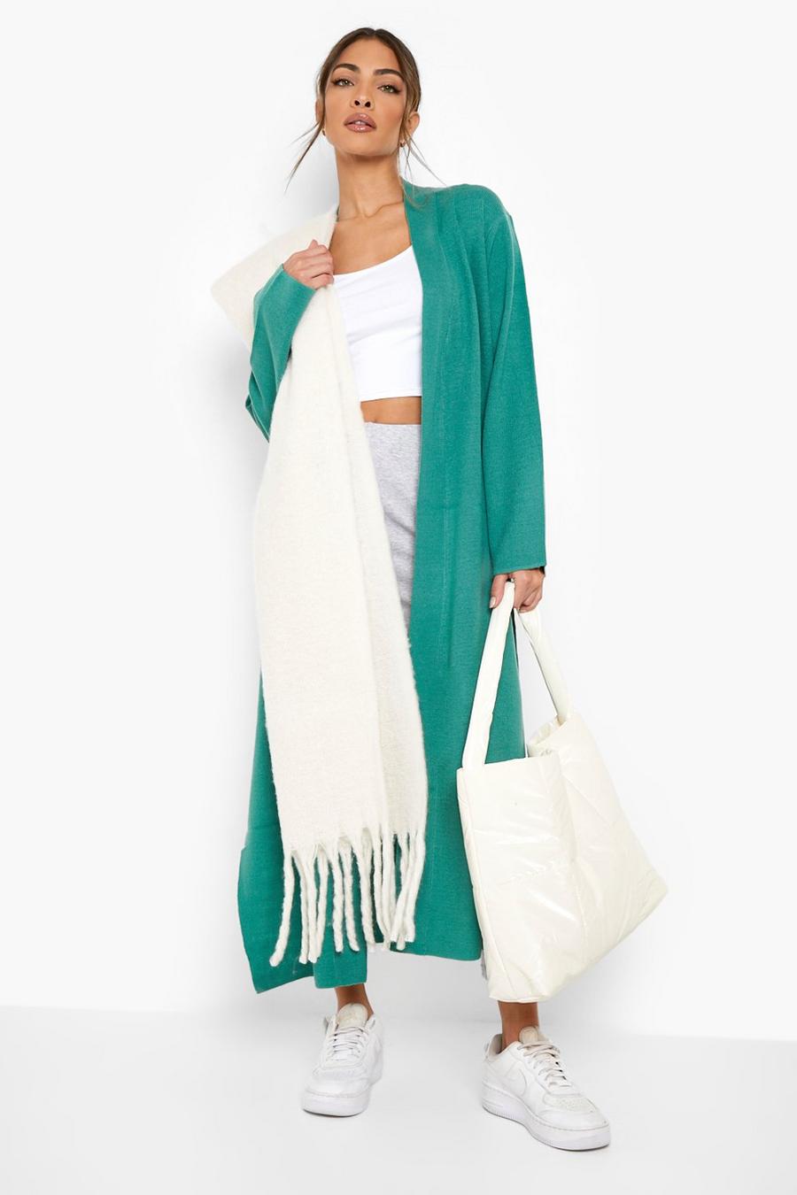 Bottle green Belted Maxi Cardigan