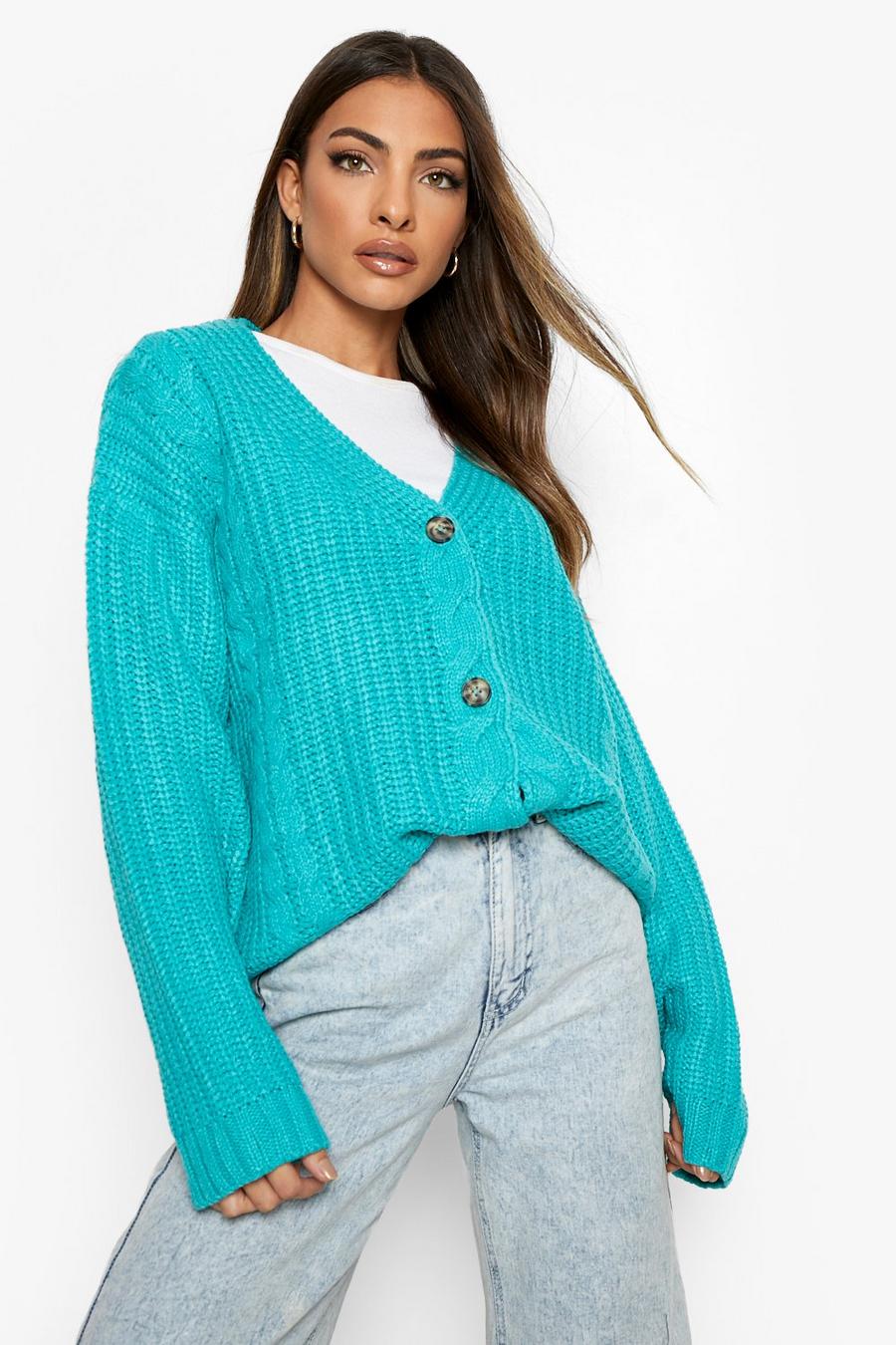 Jade Chunky Cable Knit Cardigan image number 1