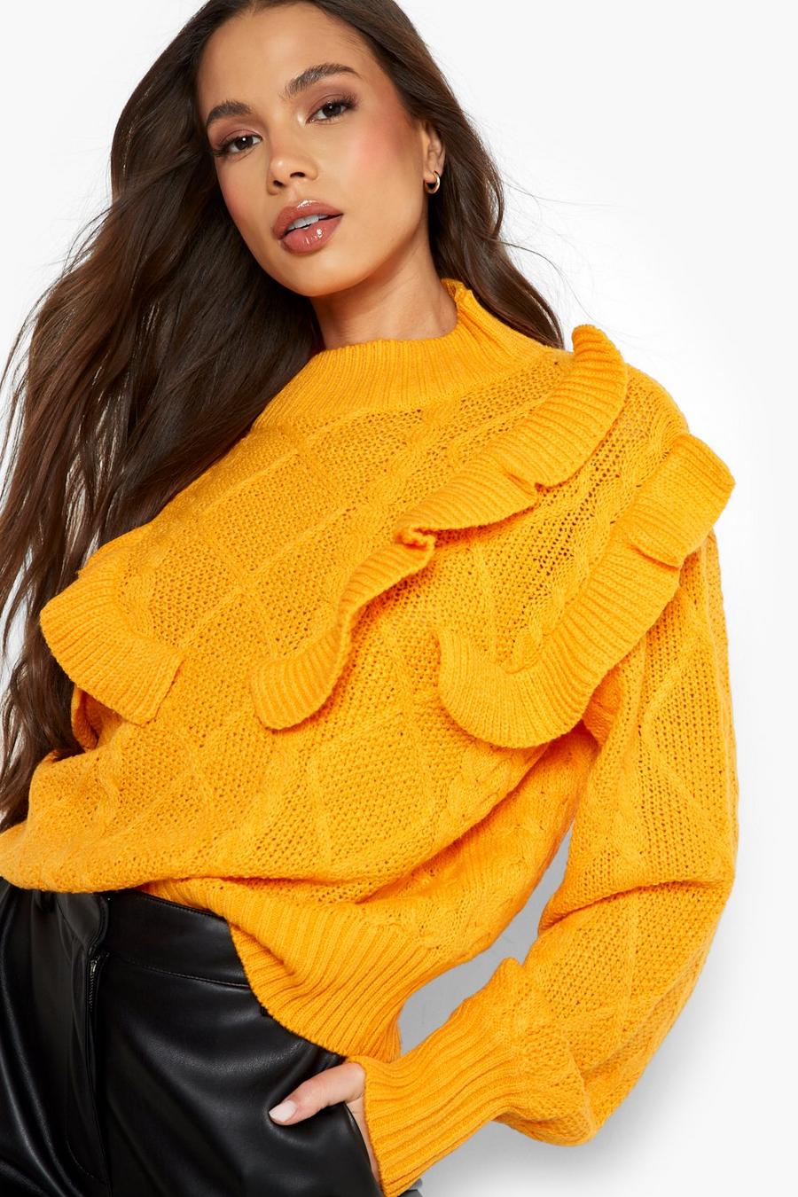Amber Ruffle Cable Knitted Jumper image number 1