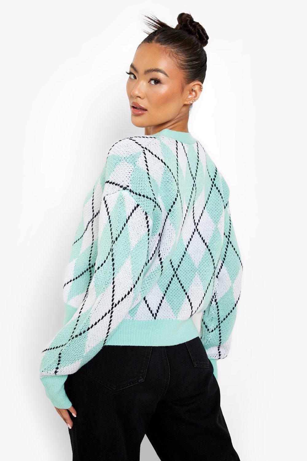 boohoo argyle cardigan