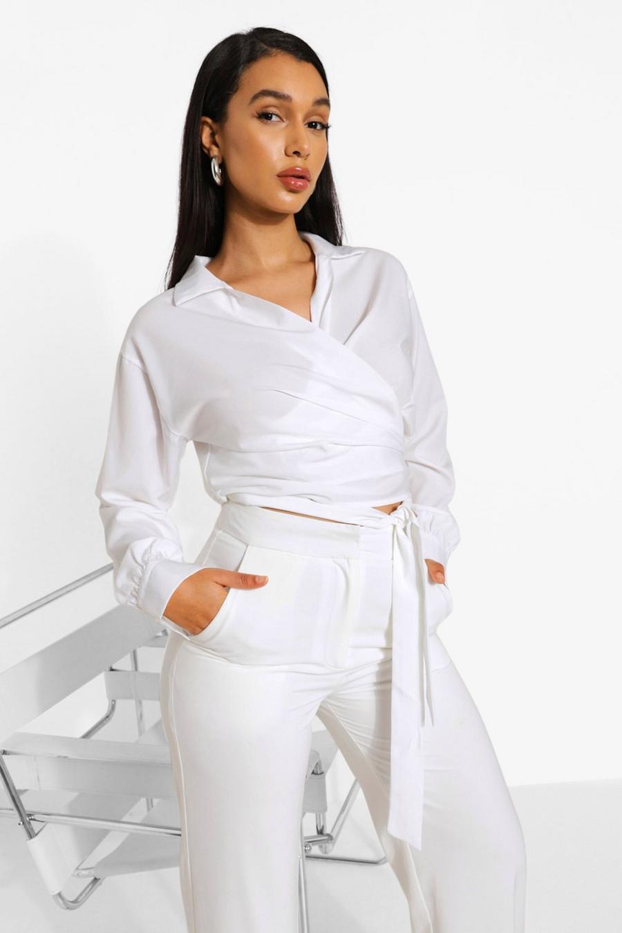 Camicia allacciabile in vari modi con laccetti, Bianco image number 1
