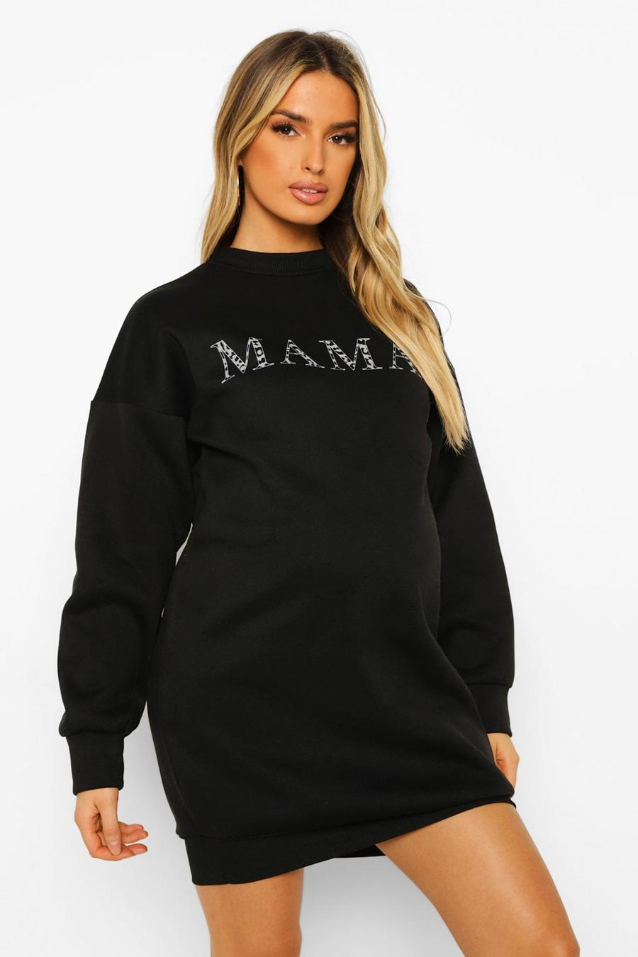 Black Maternity Mama Sweatshirt Dress image number 1