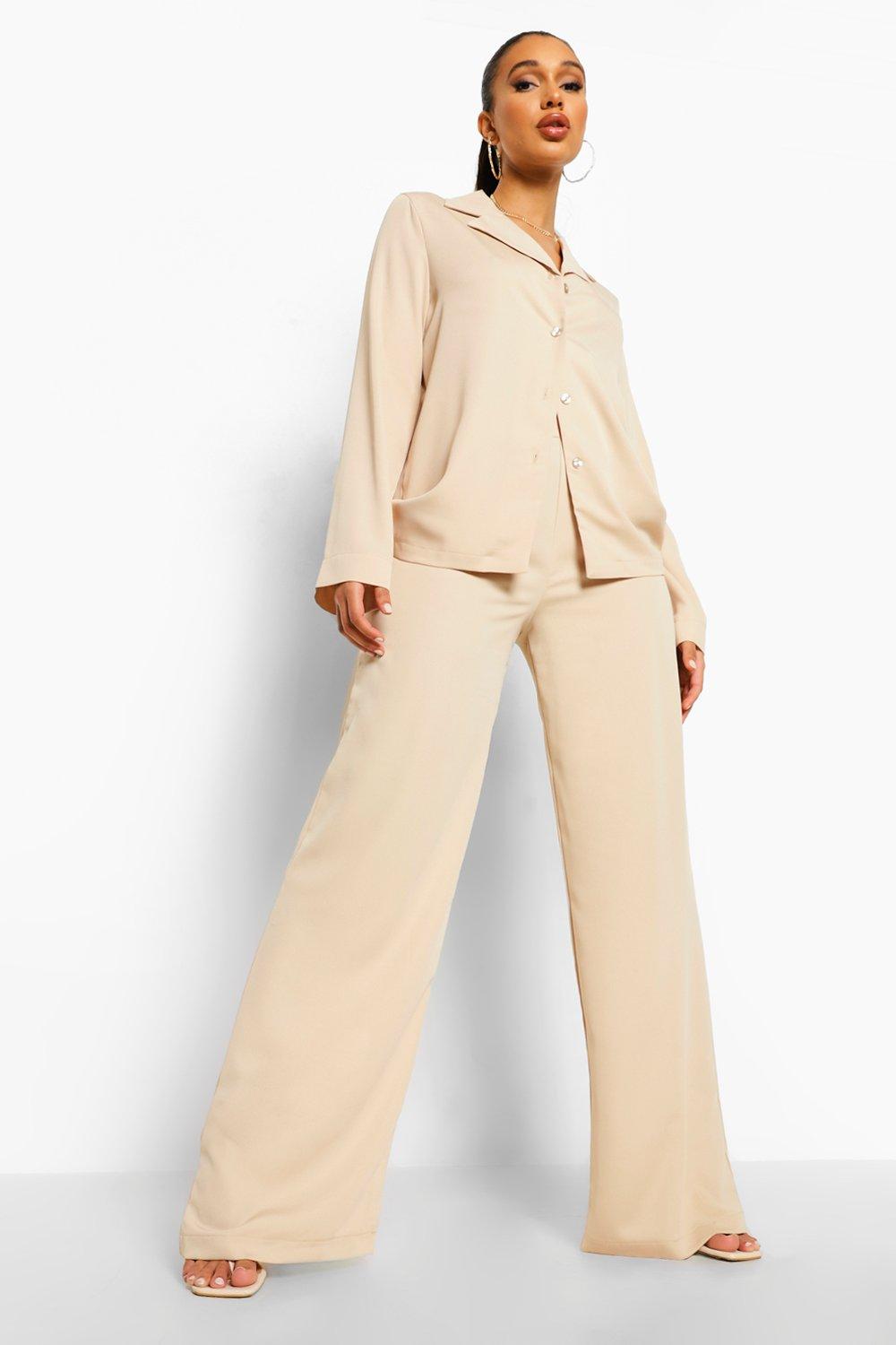 sand wide leg trousers