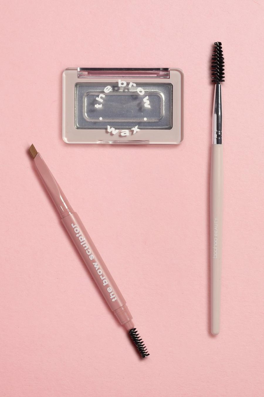 Light brown boohoo BEAUTY Brow Pencil, Brow Soap & Brow Brush image number 1