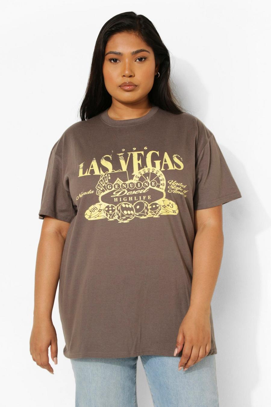 Charcoal Plus Las Vegas Slogan Oversized T-Shirt image number 1