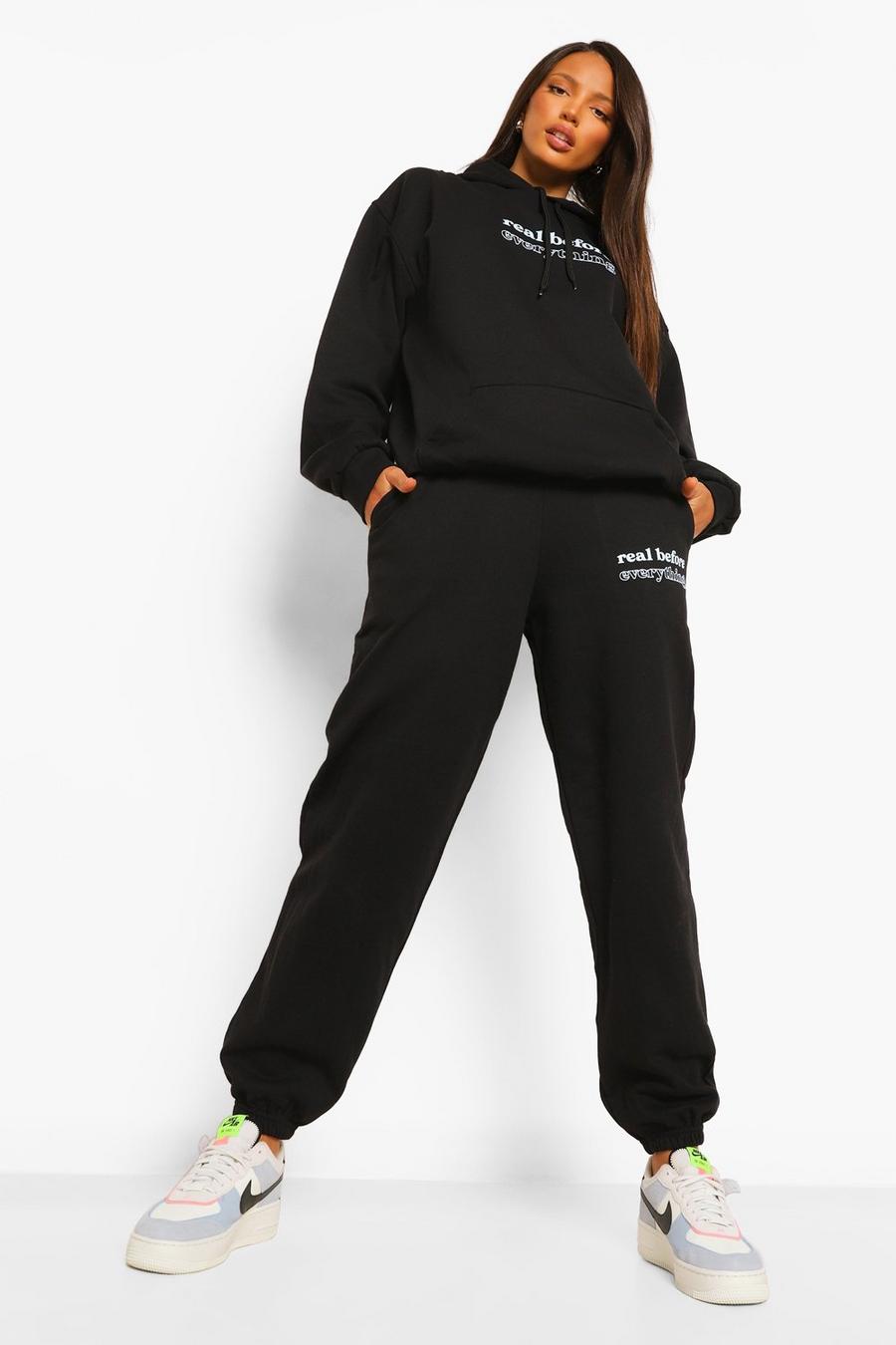 Tall Trainingsanzug mit Hoodie und Real-Print, Schwarz image number 1