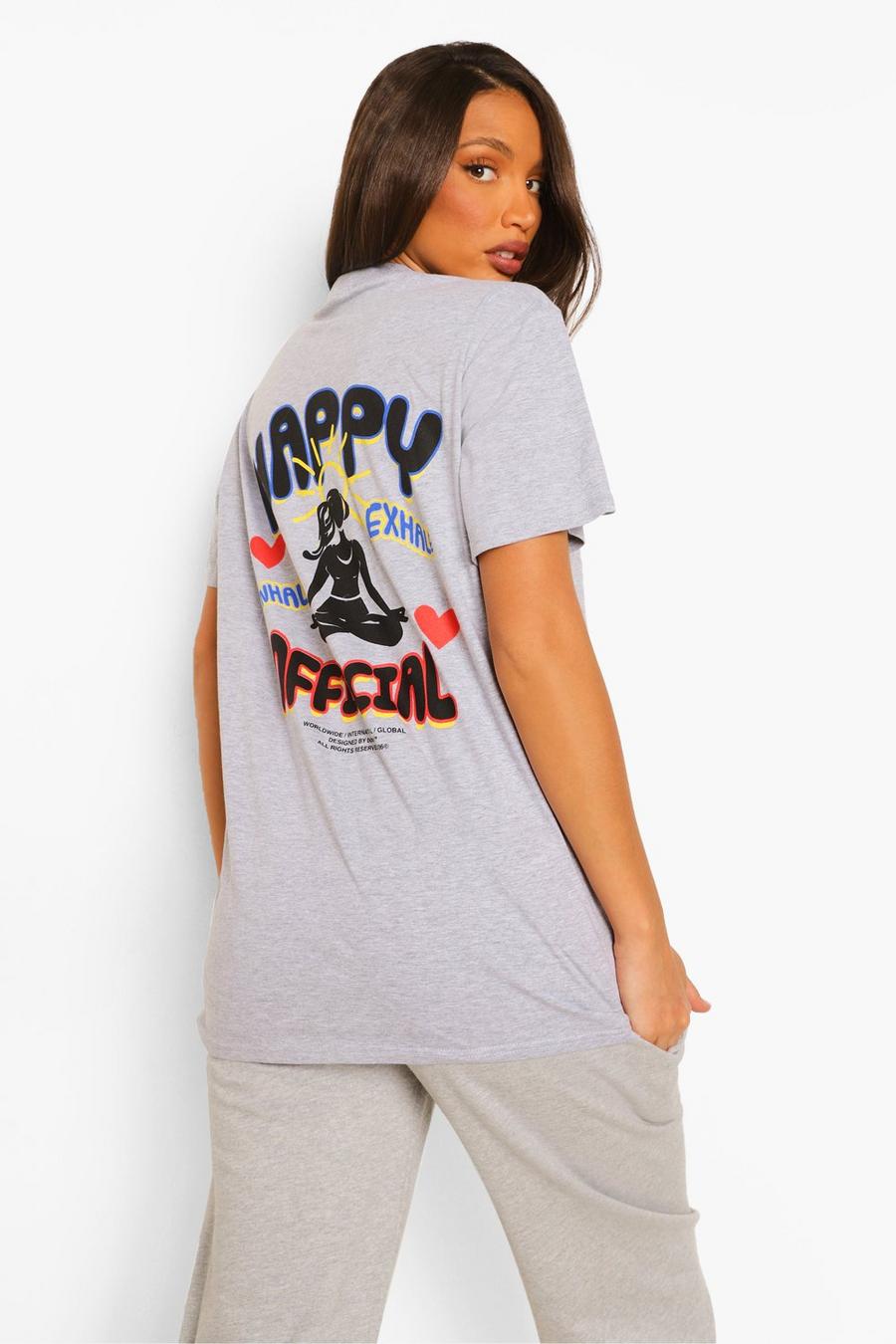 Tall T-Shirt-Trainingsanzug mit „Happy Official“-Print, Grau meliert image number 1