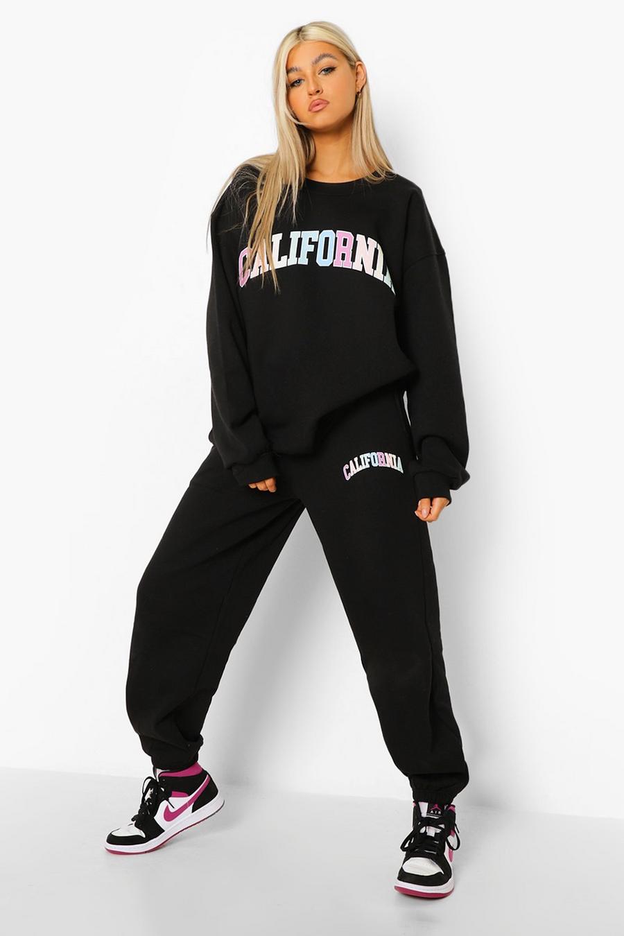 Black Tall California Rainbow Sweatshirt Tracksuit image number 1