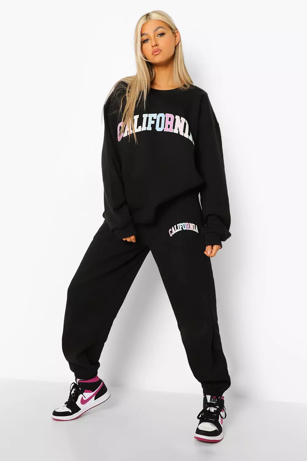 Boohoo rainbow tracksuit clearance