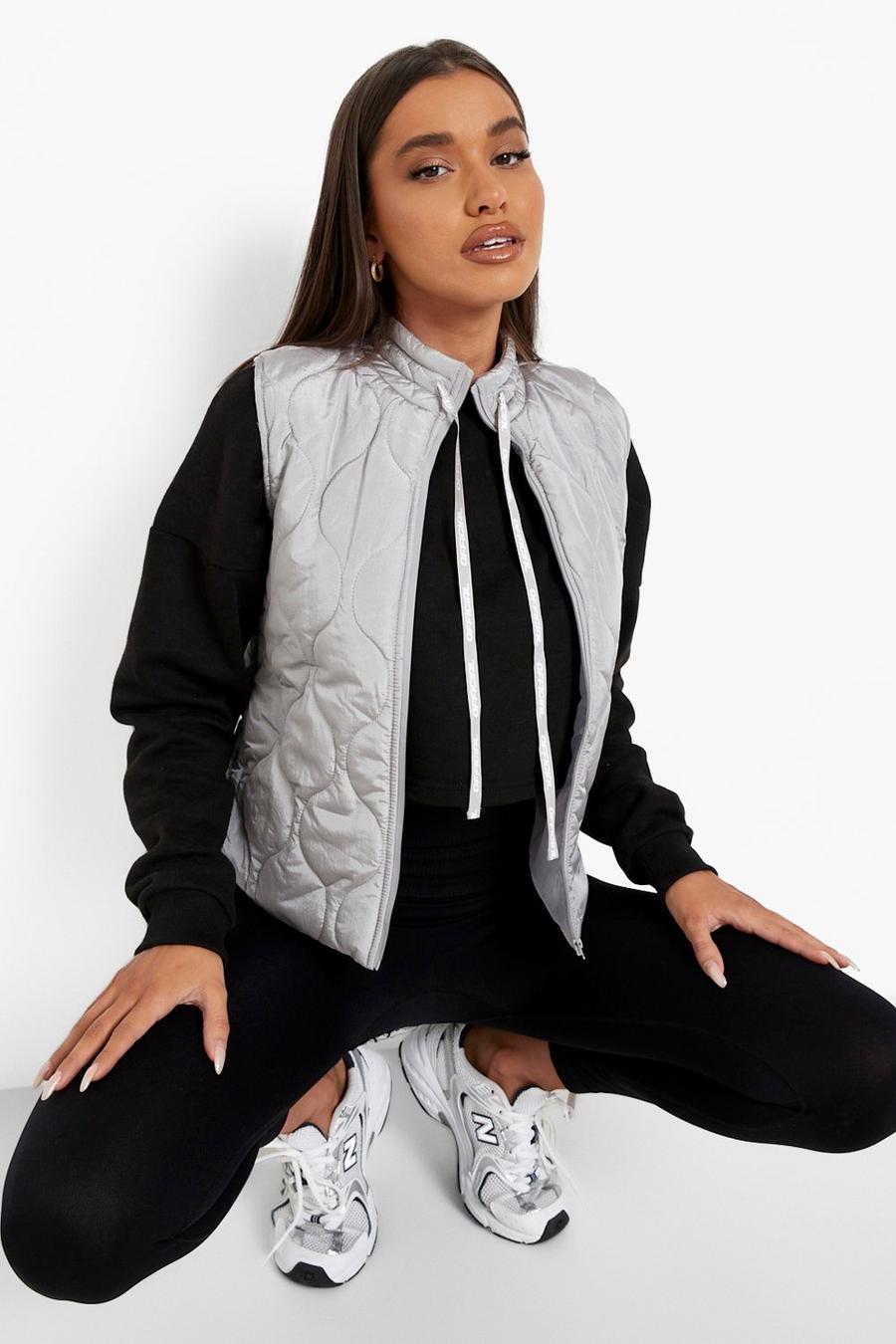 Grey High Shine Quilted Tech Body Warmer