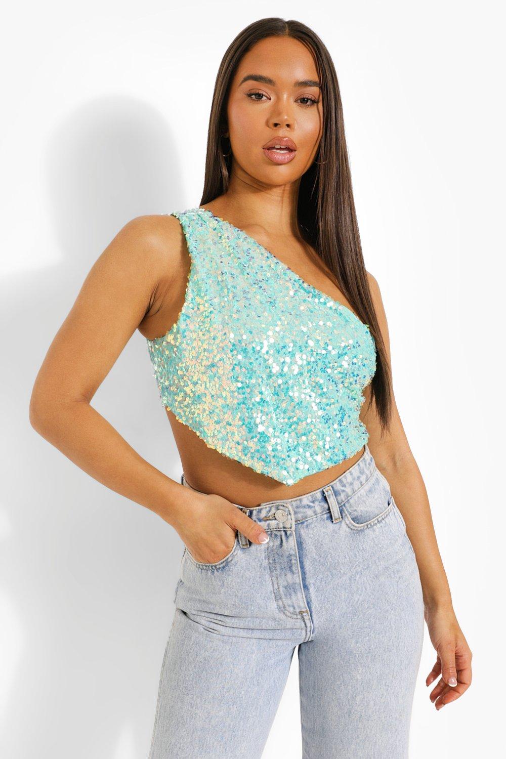 Aqua sequin top online