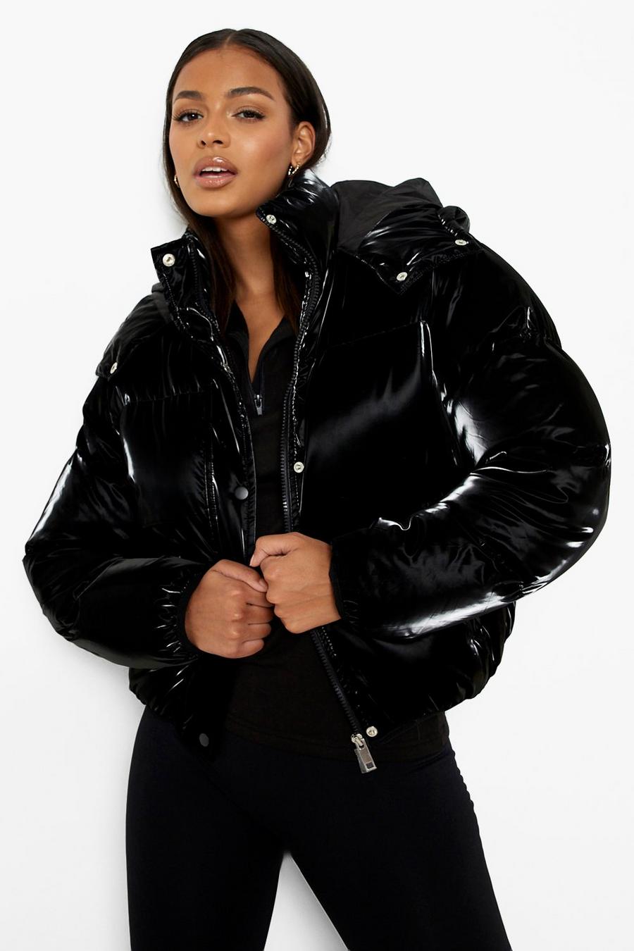 Black Velvet Puffer Jacket image number 1