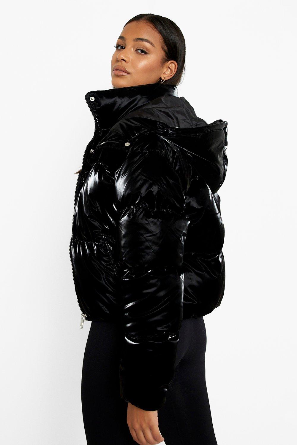 Black velvet padded jacket best sale