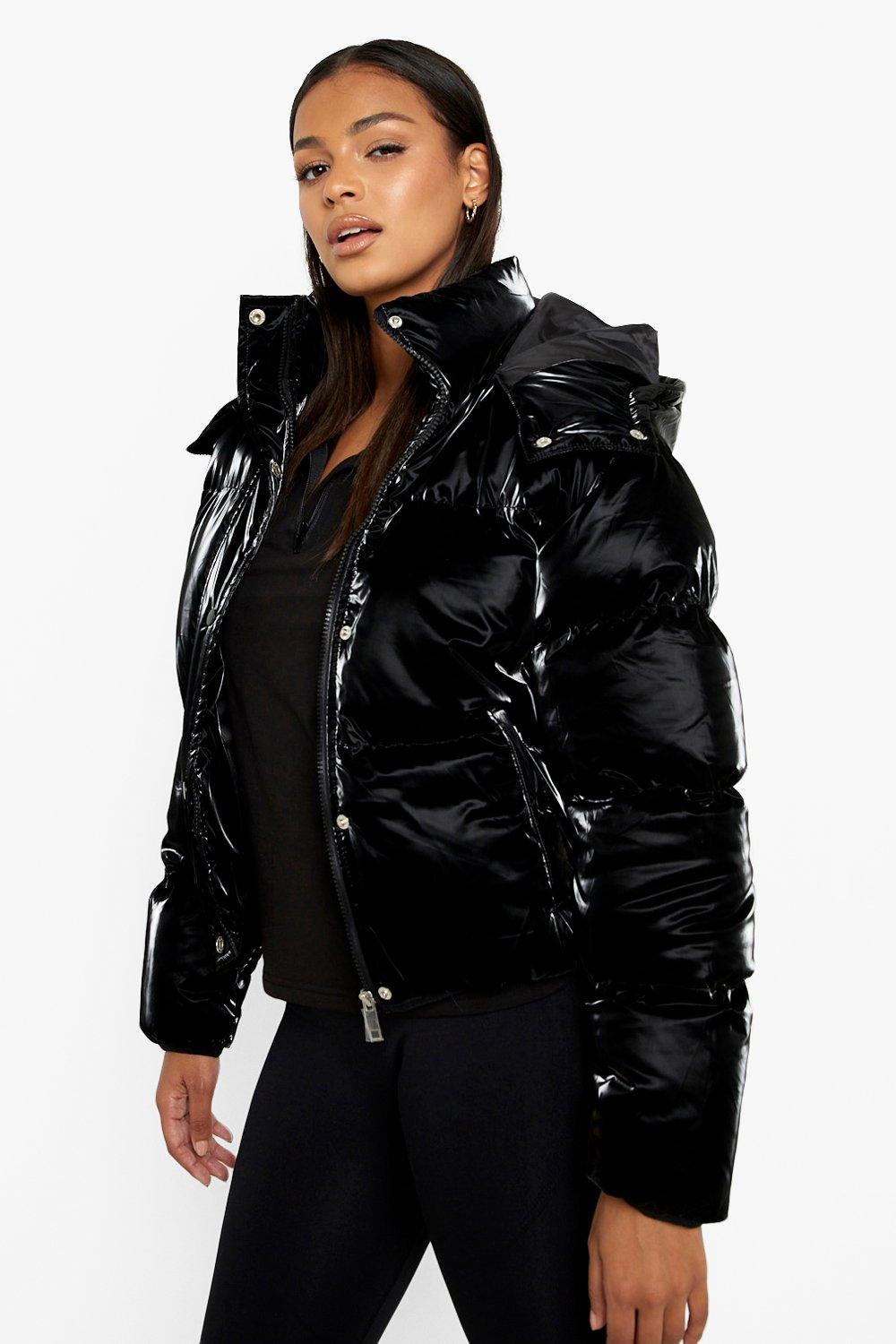 Navy velvet puffer clearance jacket