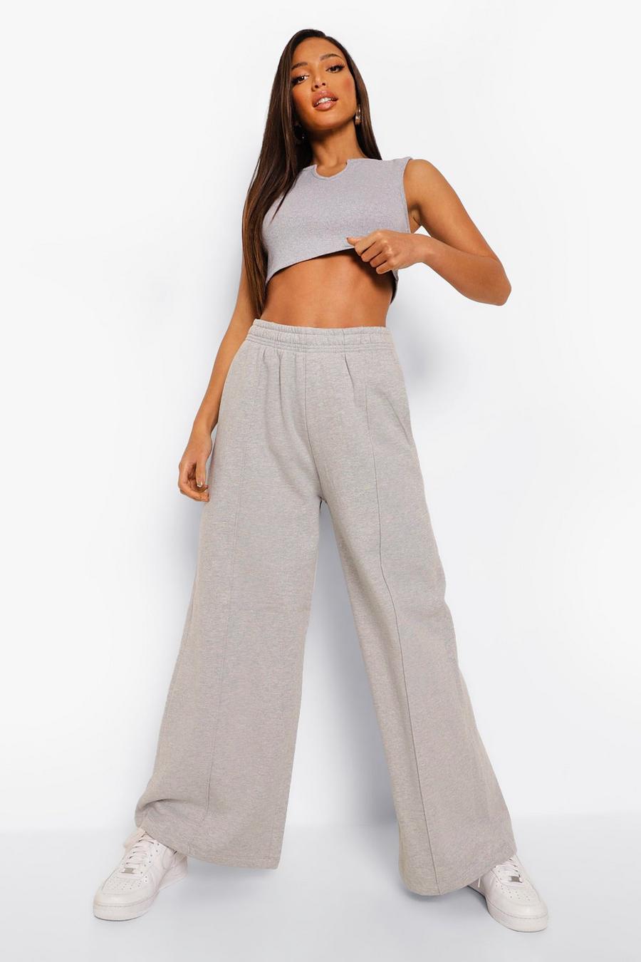 Grey marl Tall Seam Wide Leg Flare Joggers image number 1