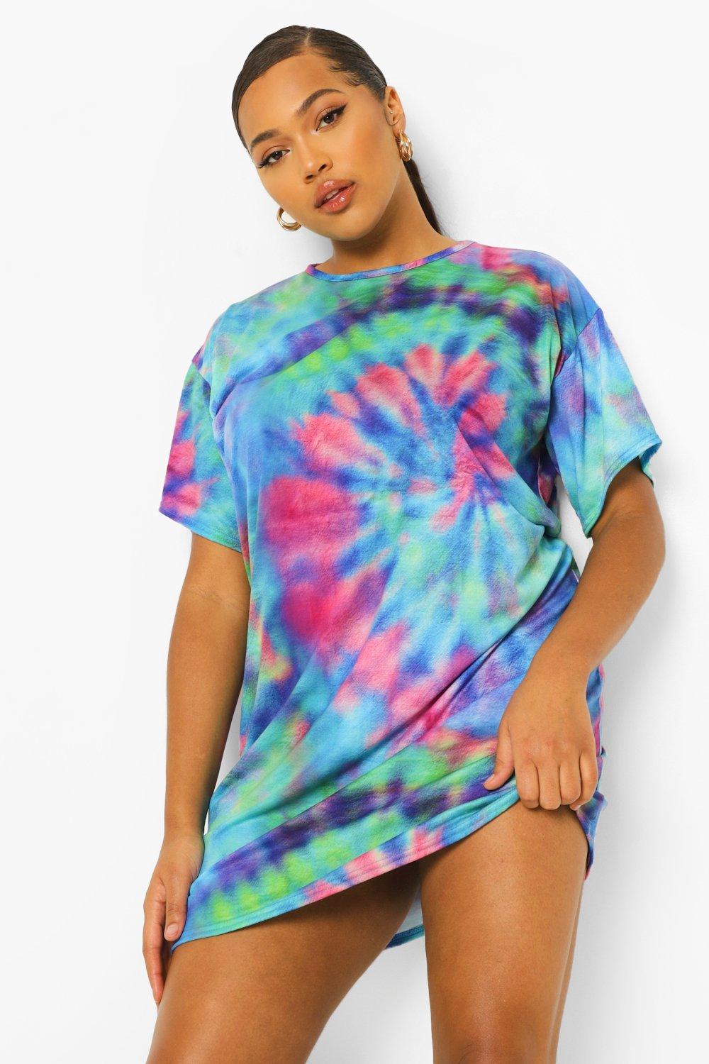 Plus Robe T shirt coupe oversize effet tie dye