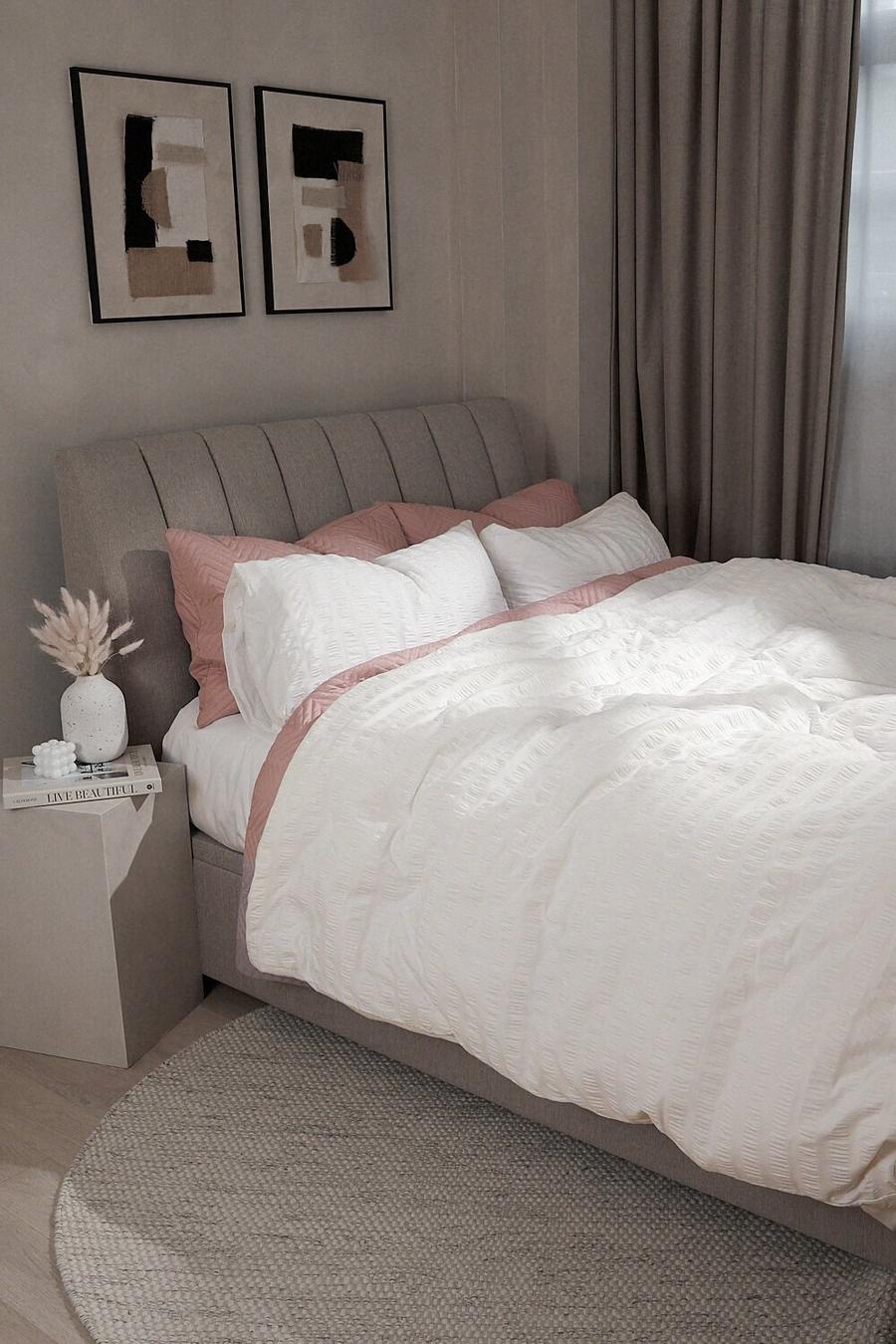 Bettwäsche-Set aus klassischem Seersucker, Einzelbett , Weiß image number 1