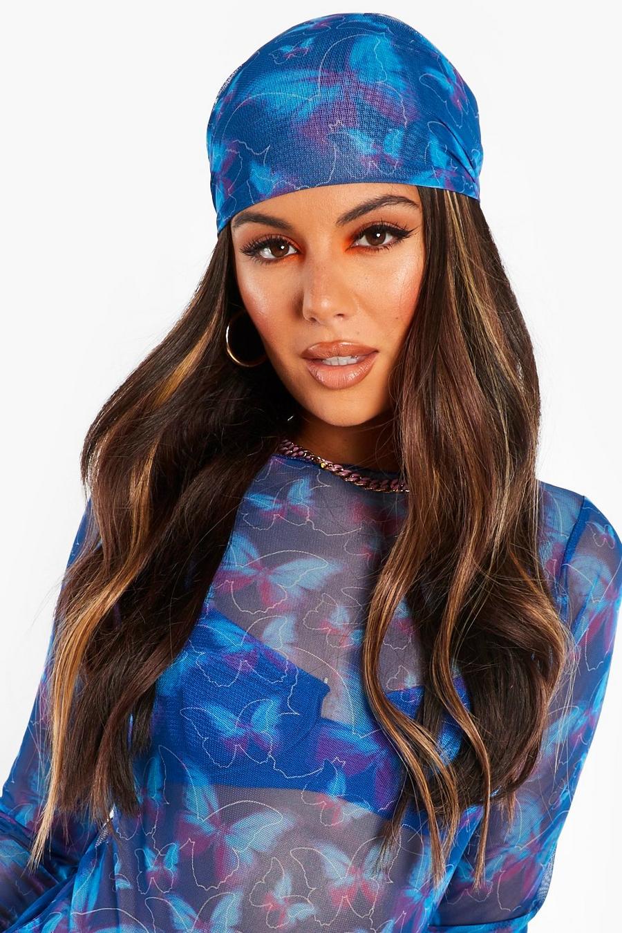 Blue Butterfly Print Bandana image number 1