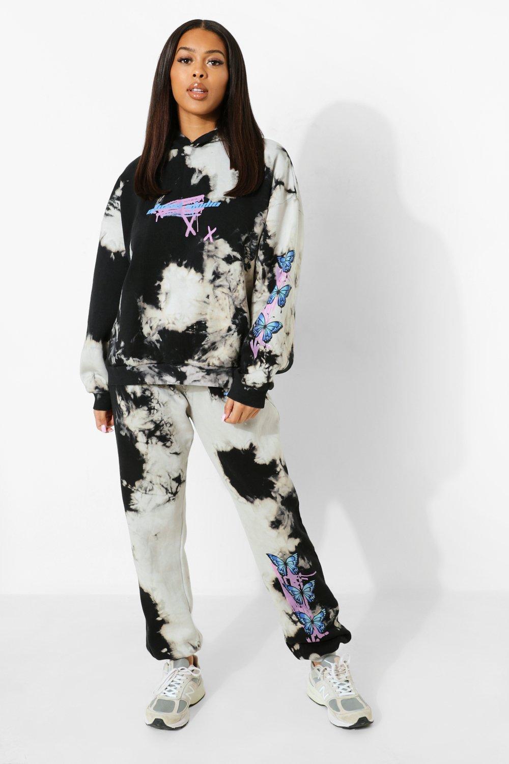 Tie Dye Butterfly Print Tracksuit boohoo