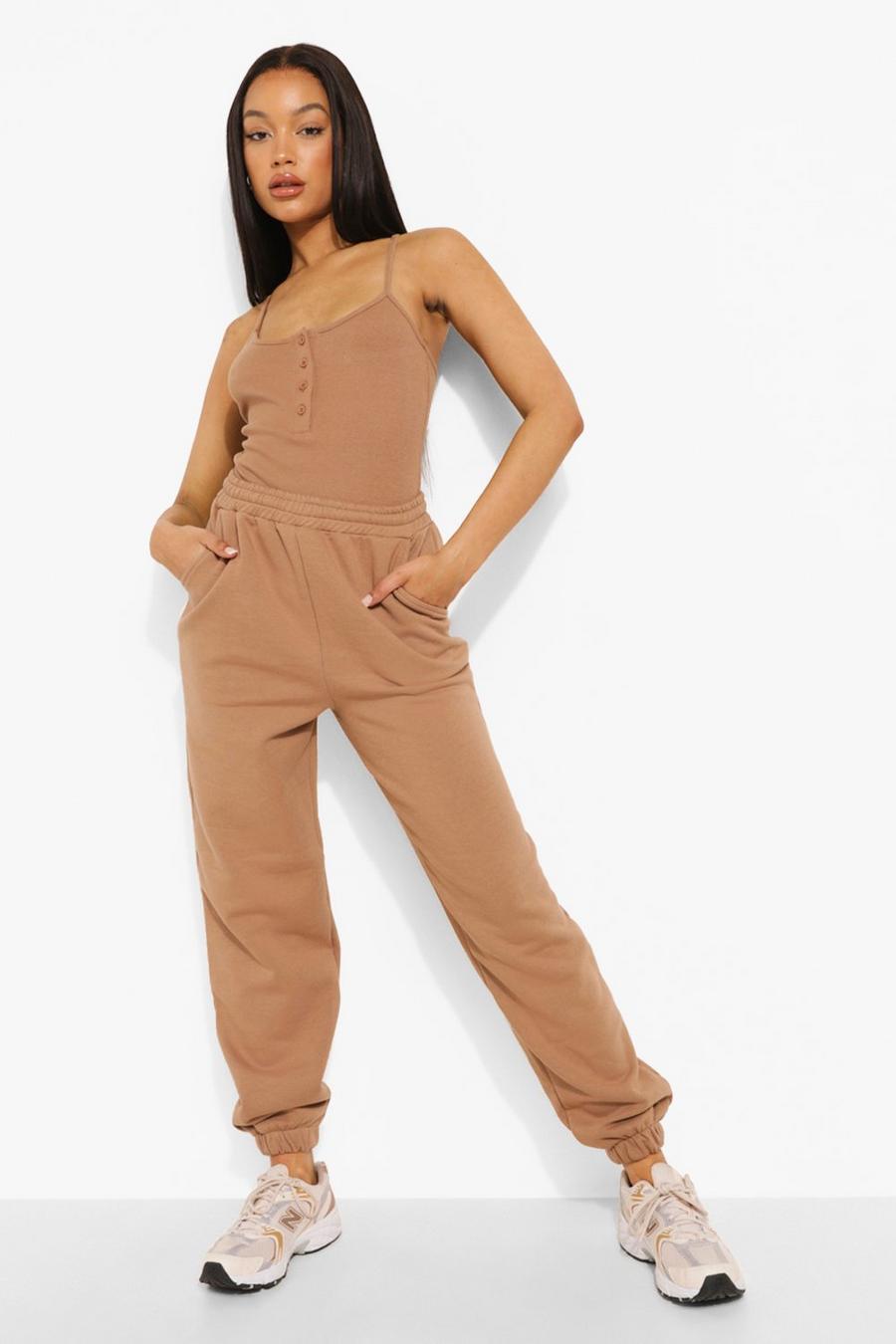 Chocolate Rib Button Bodysuit And Jogger Set image number 1
