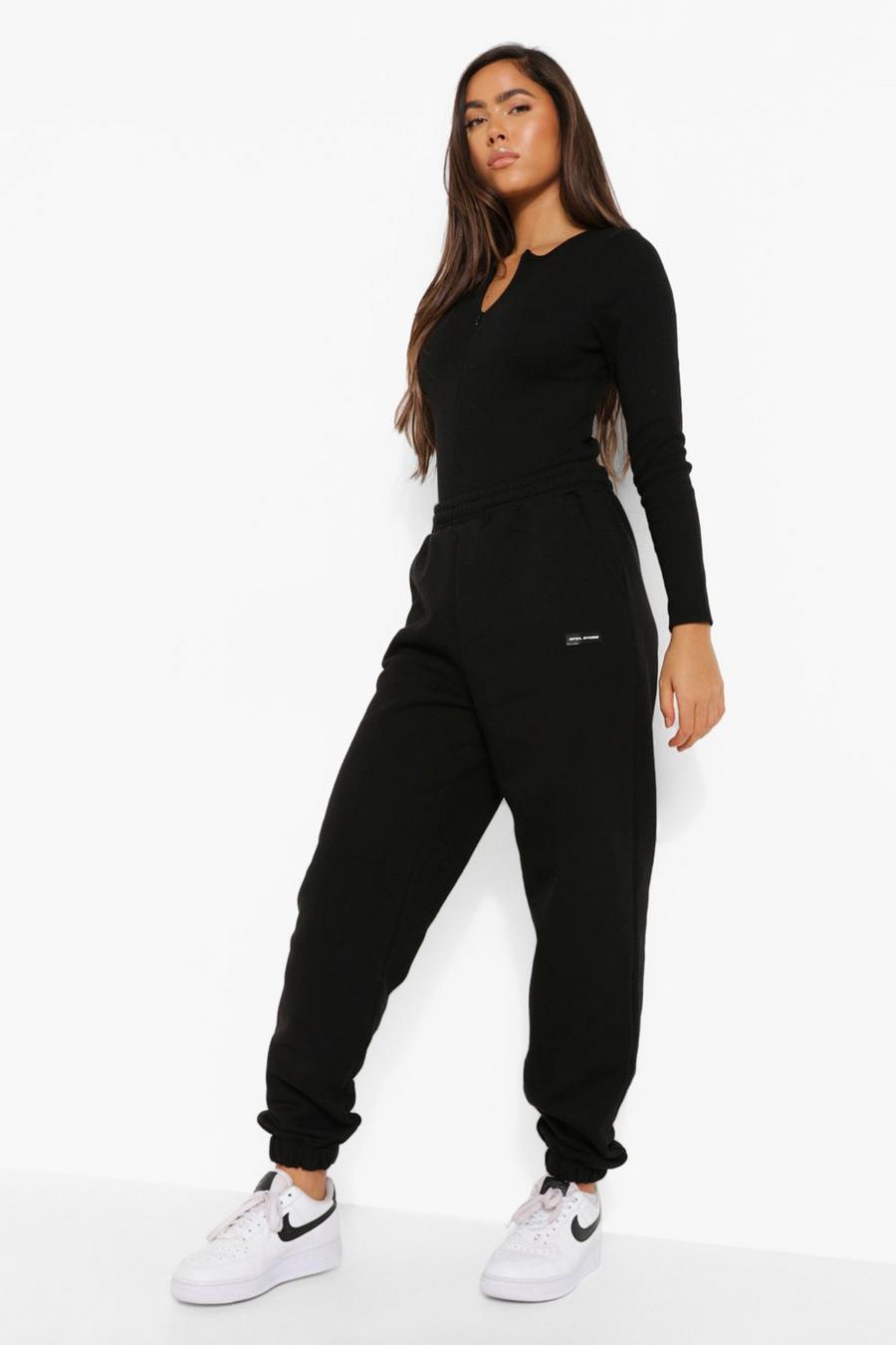 Ribbed Square Neck Bodysuit And Jogger Set