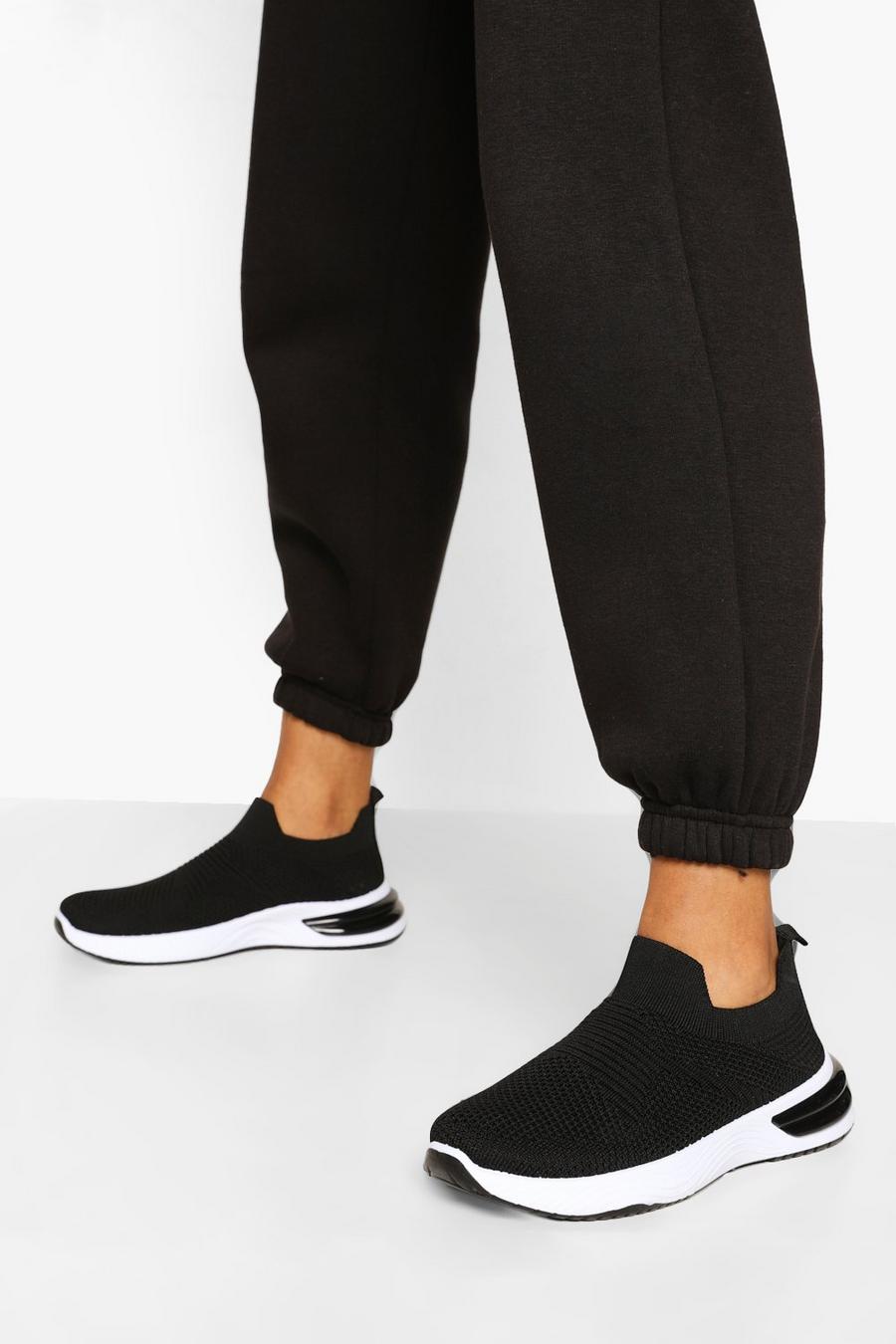 שחור נעלי ספורט בצורת גרב עם סוליית בועות image number 1