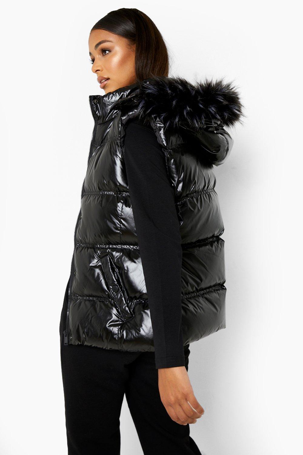 Faux fur cheap puffer vest