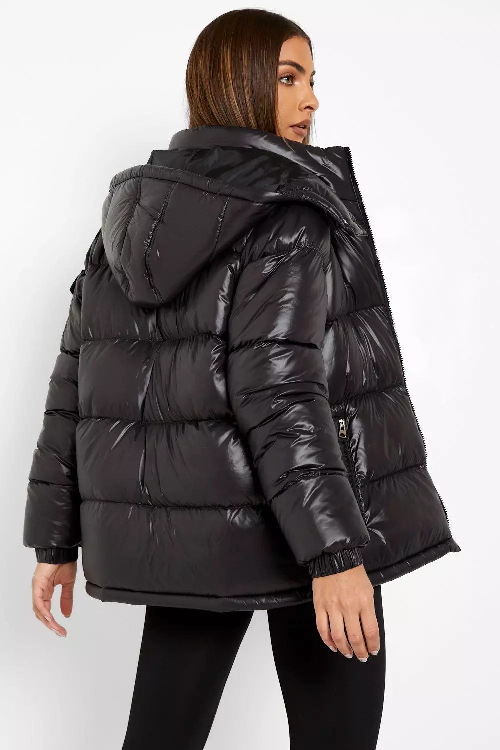 Ivy park vinyl on sale padded coat in black