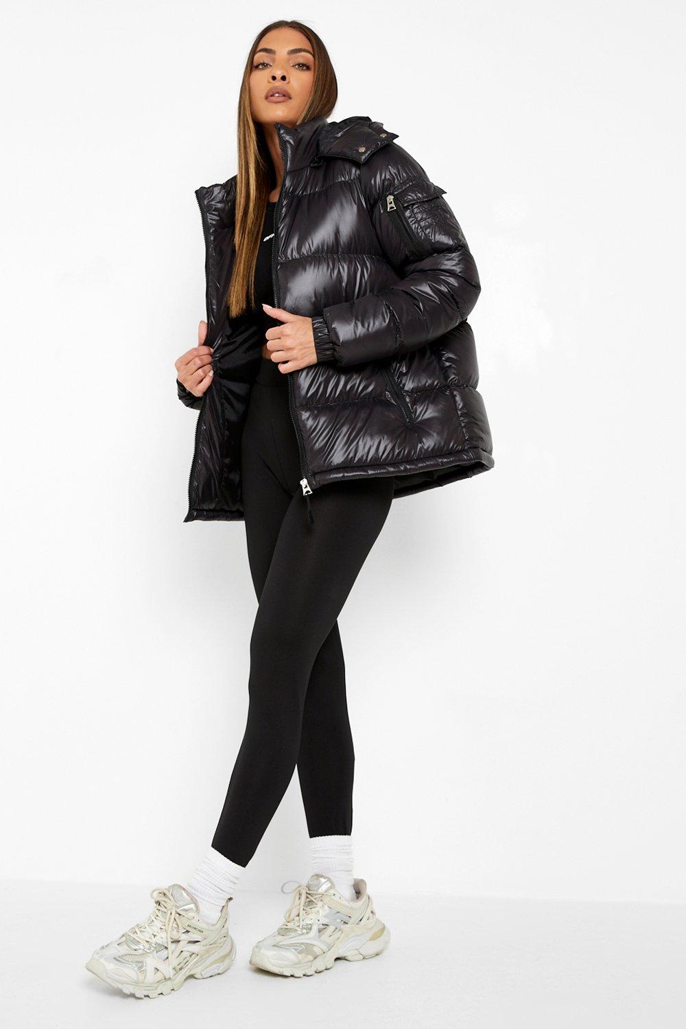 Boohoo wet look store coat