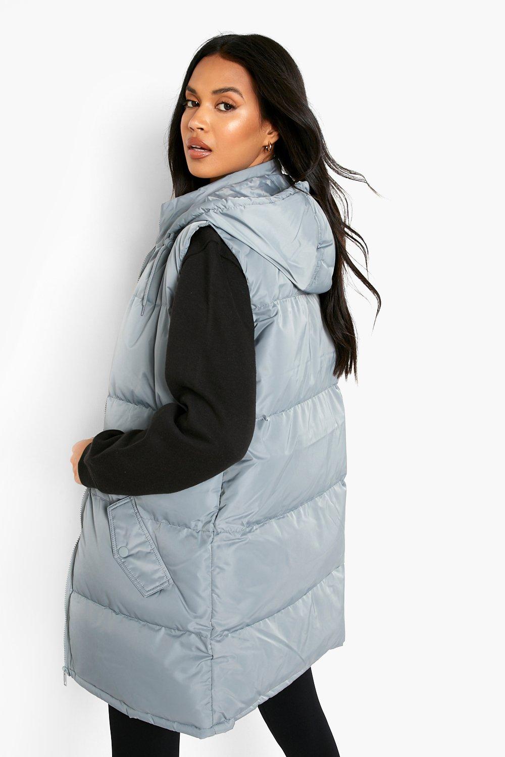 Longline Hooded Padded Puffer Vest