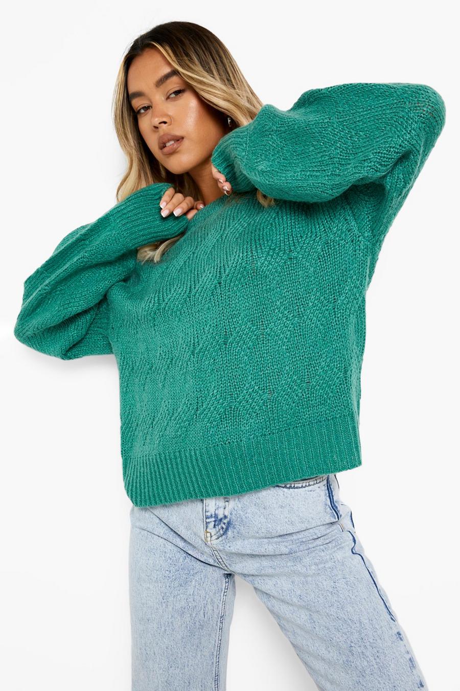 Bottle green Pointelle Stitch Sweater
