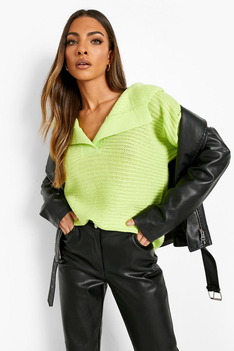 Citrus green Oversized Collar Sweater