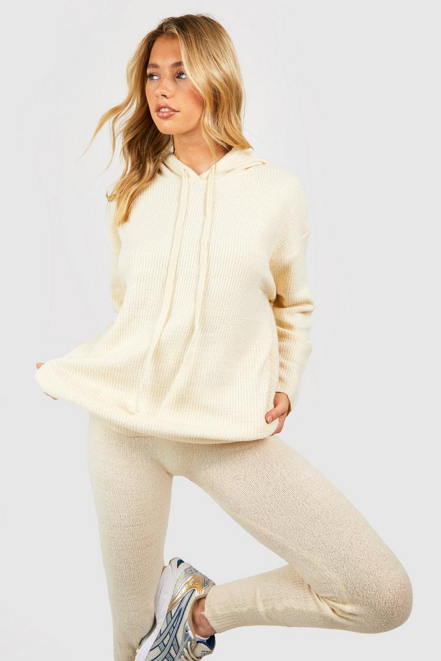 Stone beis Soft Knit Hoodie Co-ord