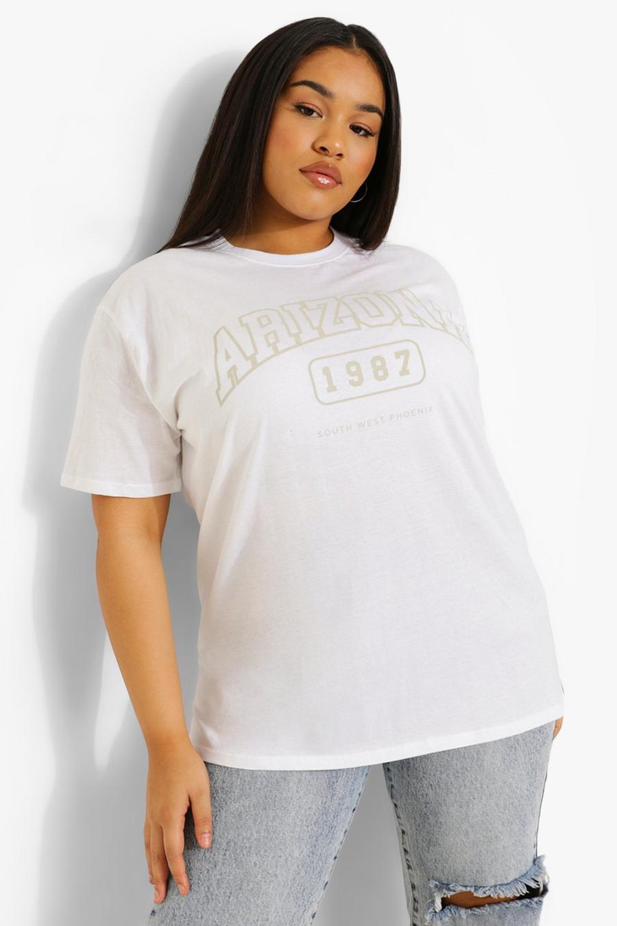 T-shirt Plus Size con slogan Arizona, Bianco image number 1