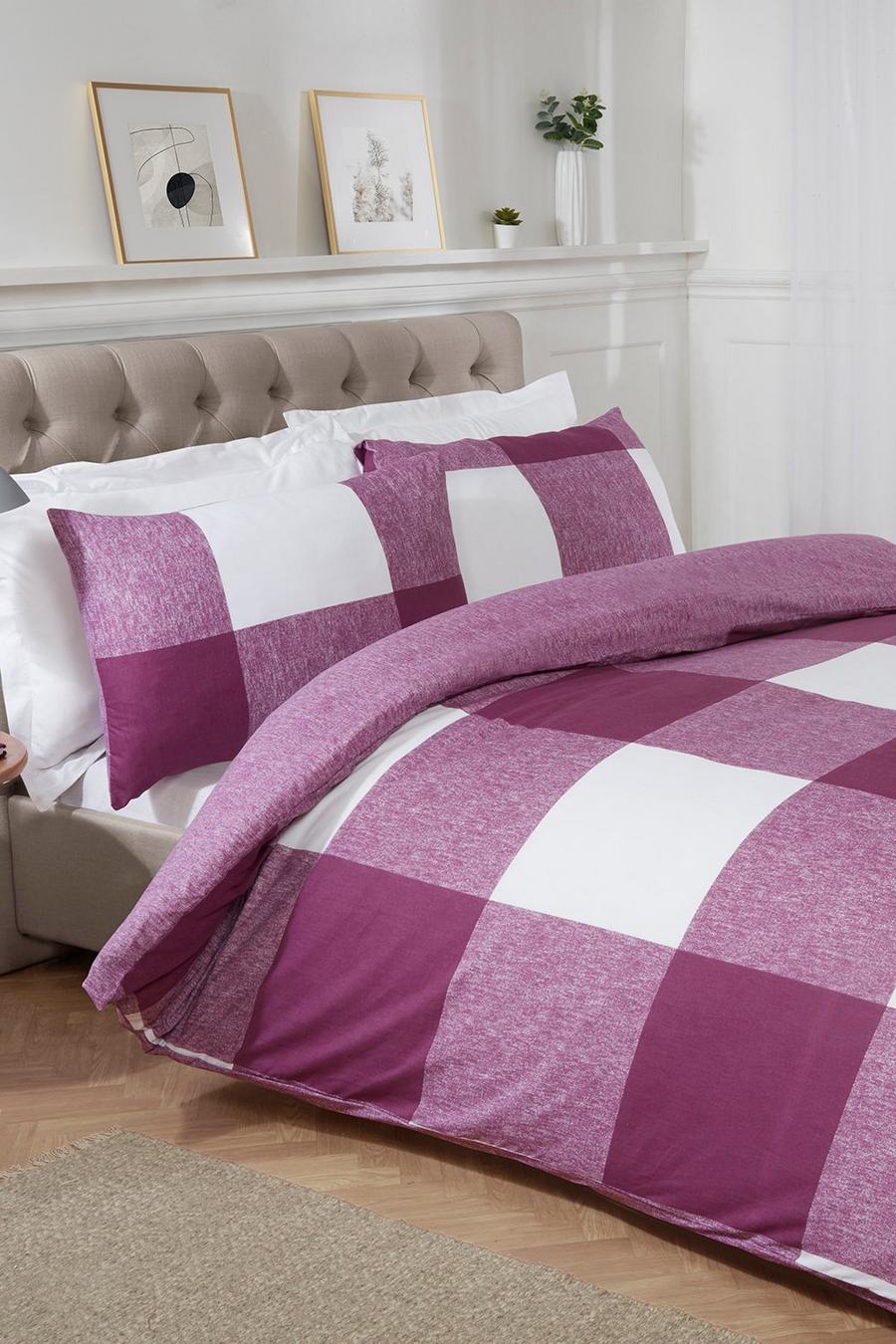 Pink Chunky Gingham Double Duvet Set image number 1