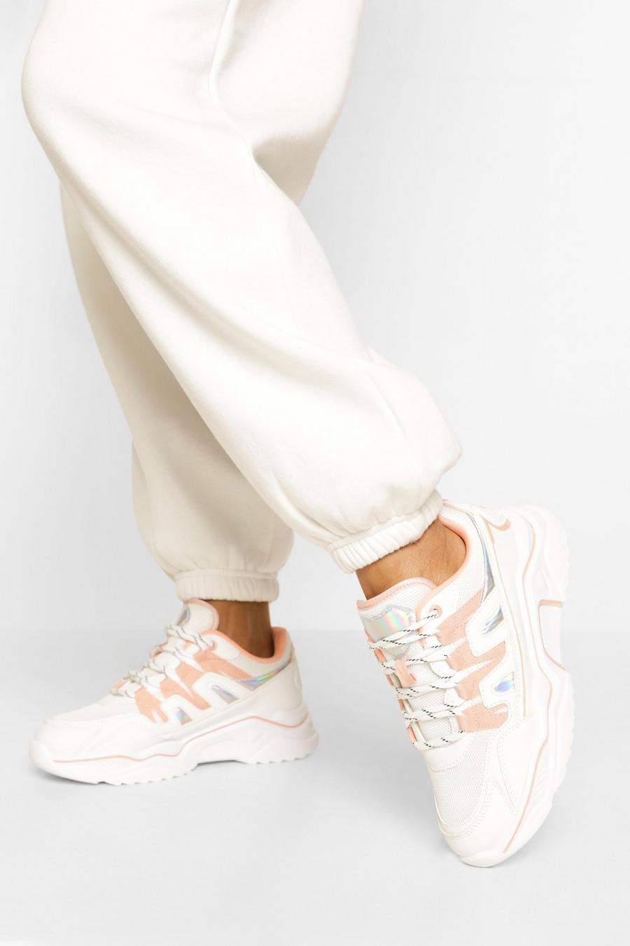 Robuste Sneaker in Kontrastfarben , Rosa image number 1