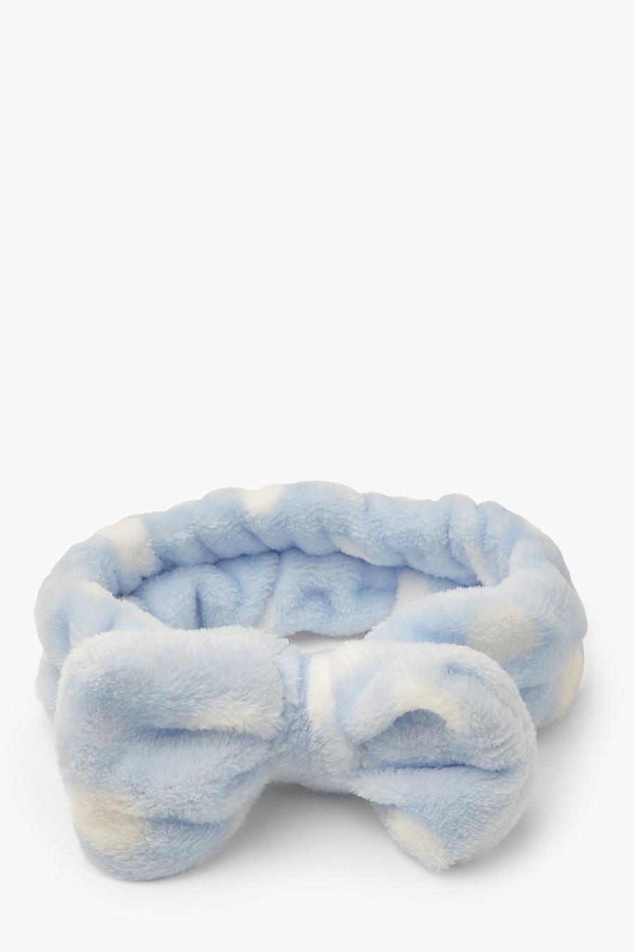 Baby blue Fluffigt hårband med rosett och prickar image number 1