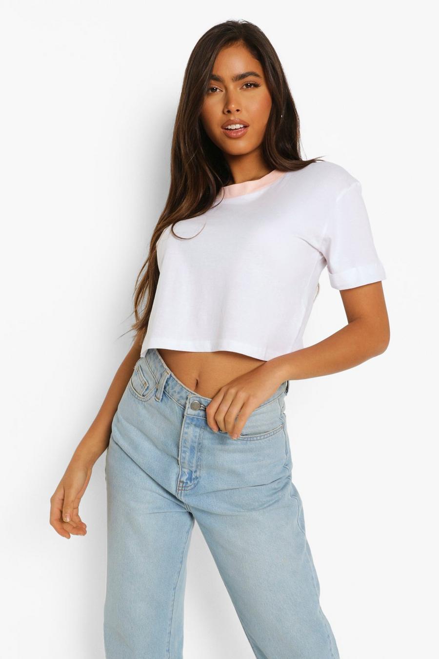 Peach Cropped Ringer T Shirt image number 1