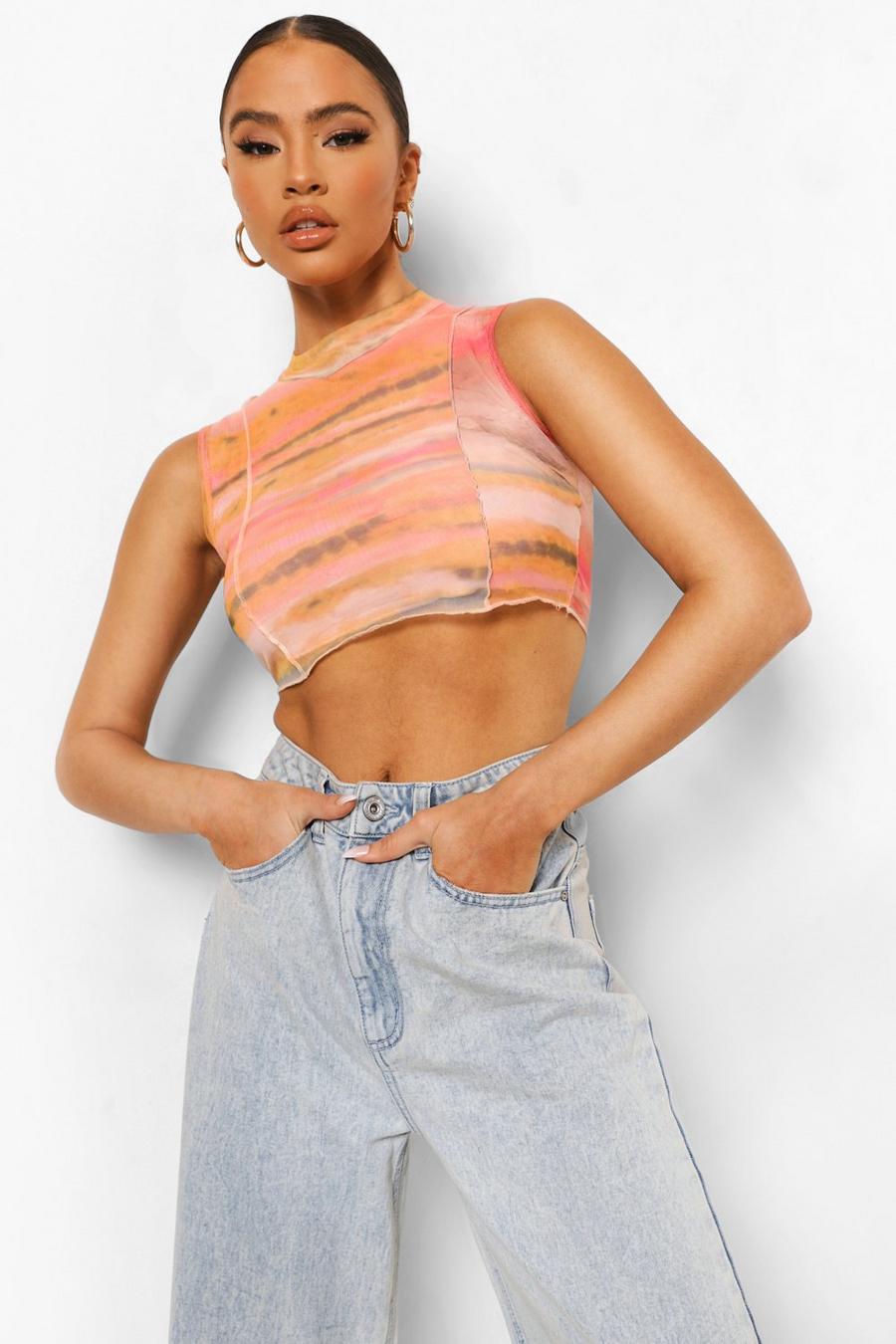 Peach Seam Detail Cami Crop Top image number 1