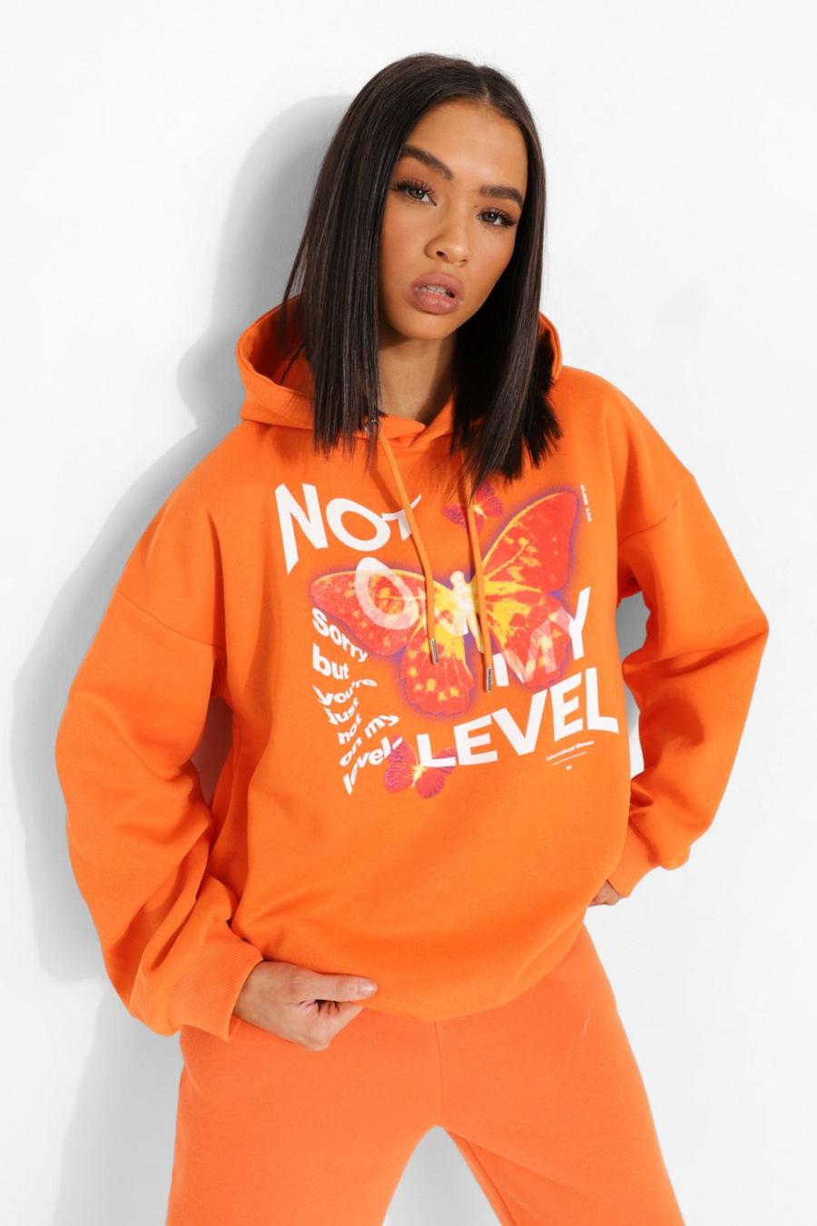 Not On My Level Sweatshirt mit Kapuze, Orange image number 1