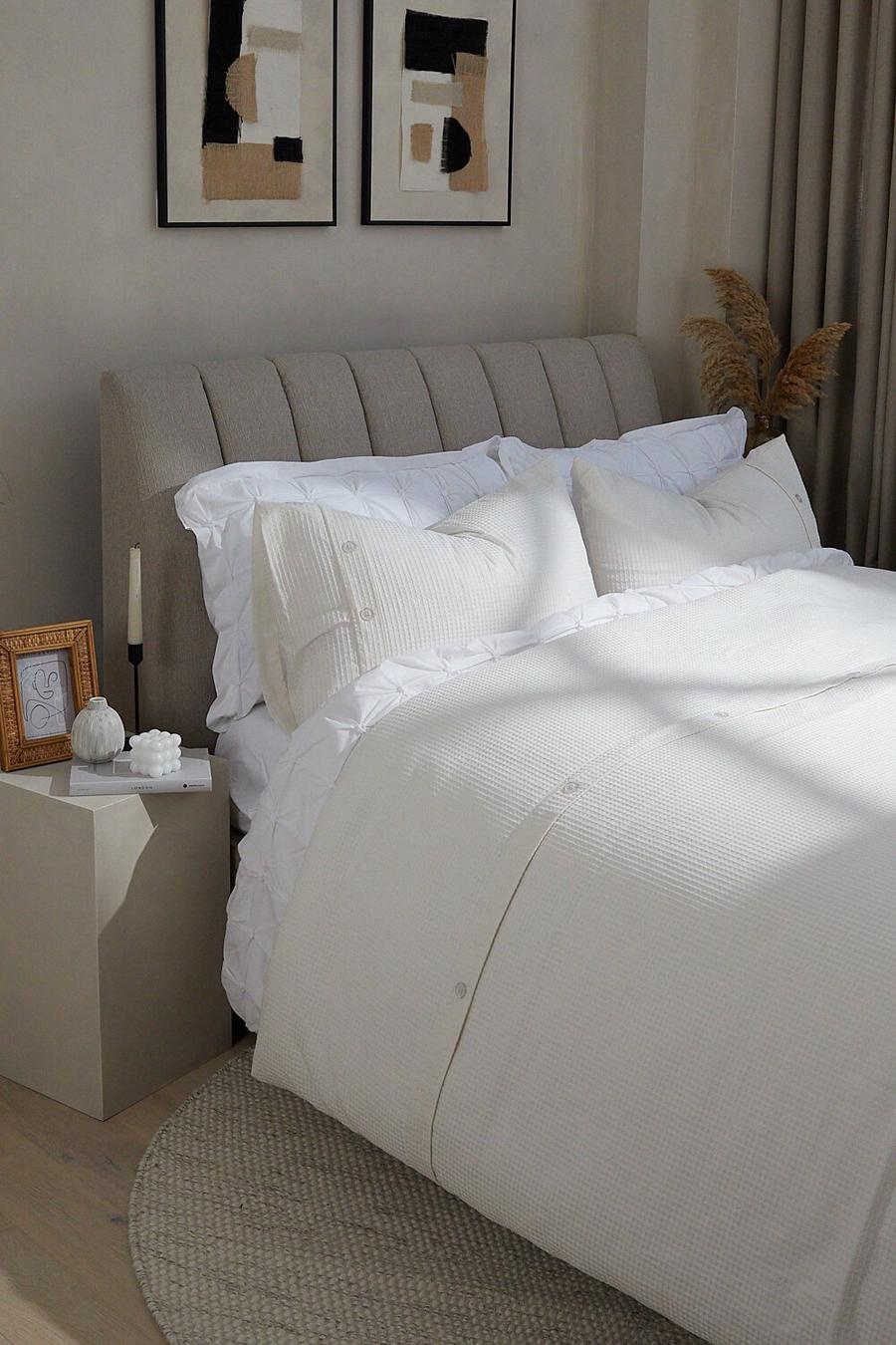סט כיסוי מיטה יחיד מבד וופל בצבע קרם  image number 1